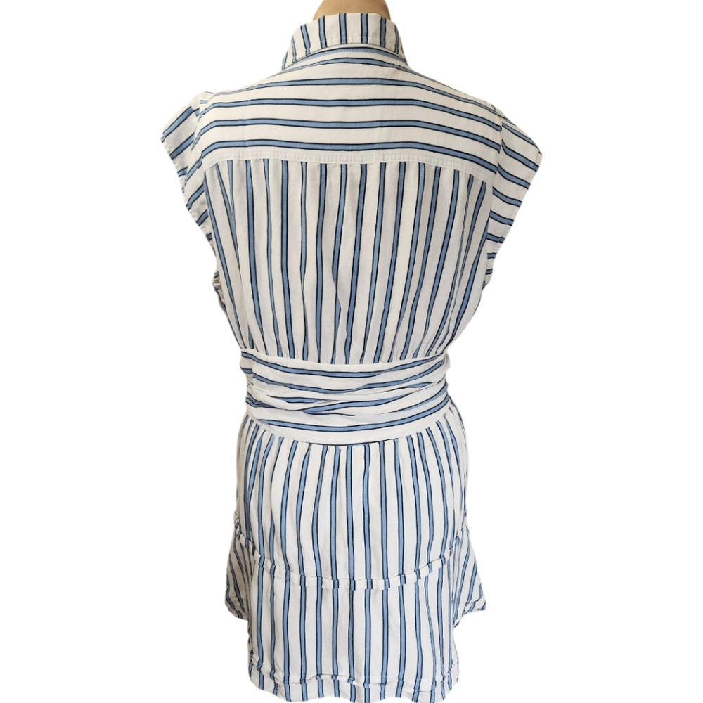 DEREK LAM 10 Crosby Striped Twist Waist Shirt Dress - Size 18 - Picture 9 of 14